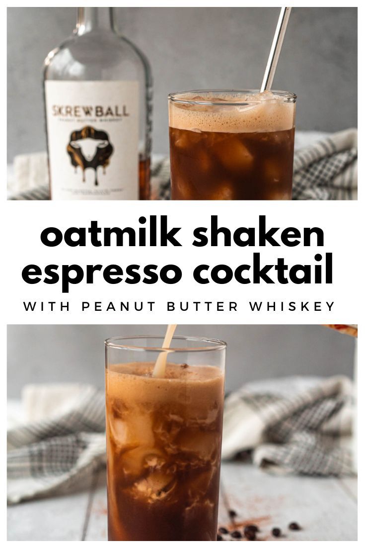 an image of a drink with the words oatmik shaken espresso cocktail