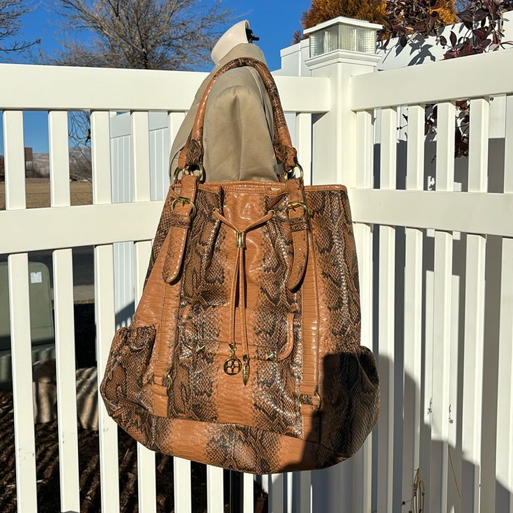 Iman Vegan Faux Snake Print Large Handbag, Two Outside Pockets For Water Bottles, 16” X 16” X 7 1/2”, Excellent For Traveling Brown Faux Leather Satchel For Errands, Brown Bucket Satchel With Handles, Brown Crossbody Hobo Bag With Gold-tone Hardware, Brown Double Handle Bucket Bag With Gold-tone Hardware, Brown Bucket Satchel For Errands, Brown Fall Satchel For Errands, Brown Fall Satchel, Brown Bucket Satchel With Adjustable Strap, Brown Hobo Tote Bag With Detachable Strap