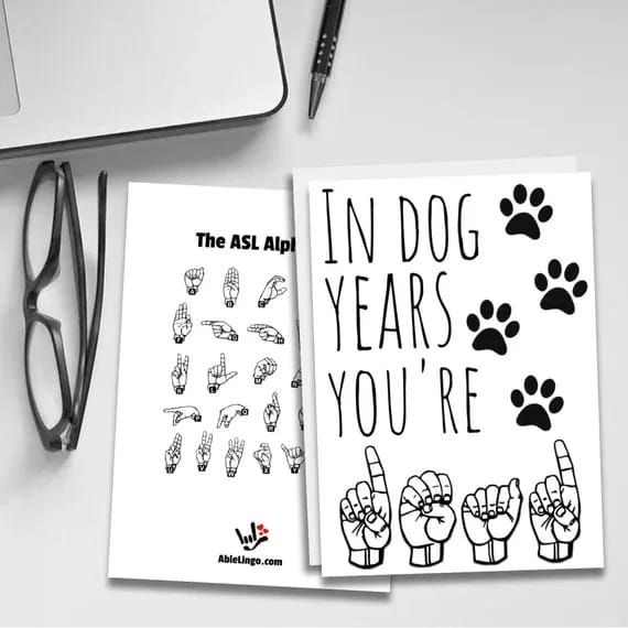 two greeting cards with the words in dog years you're cool