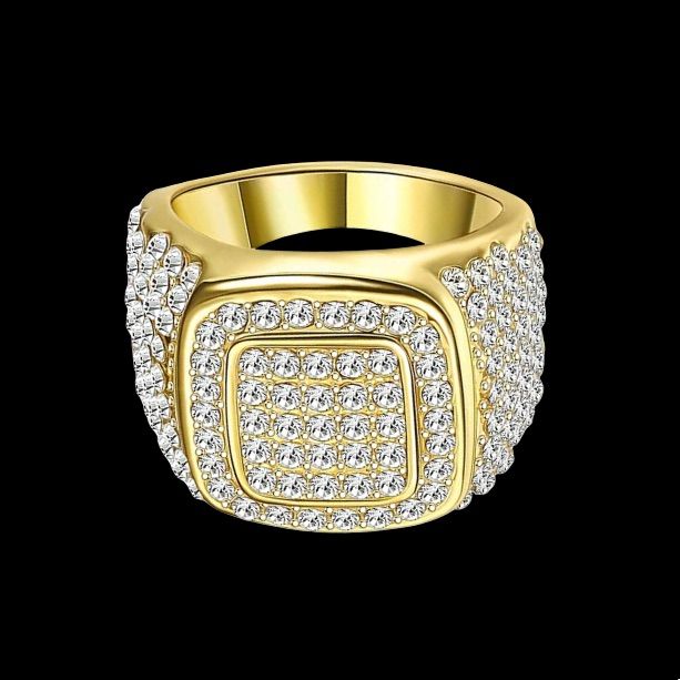 Iced Out Square Pave Ring. 18k Gold Plated With Cz’s. New In Box. Iced Out Diamond Ring Fine Jewelry For Gift, Iced Out Diamond Ring For Gift, Gold Iced Out Diamond Ring As A Gift, Gold Rhinestone Rings For Anniversary, Gold Rings With Rhinestones For Anniversary, Gold Iced Out Diamond Ring Gift, Gold Diamond Ring With Iced Out Detail, Modern Gold Crystal Ring With Cubic Zirconia, Gold Diamond Ring With Rhinestones For Anniversary