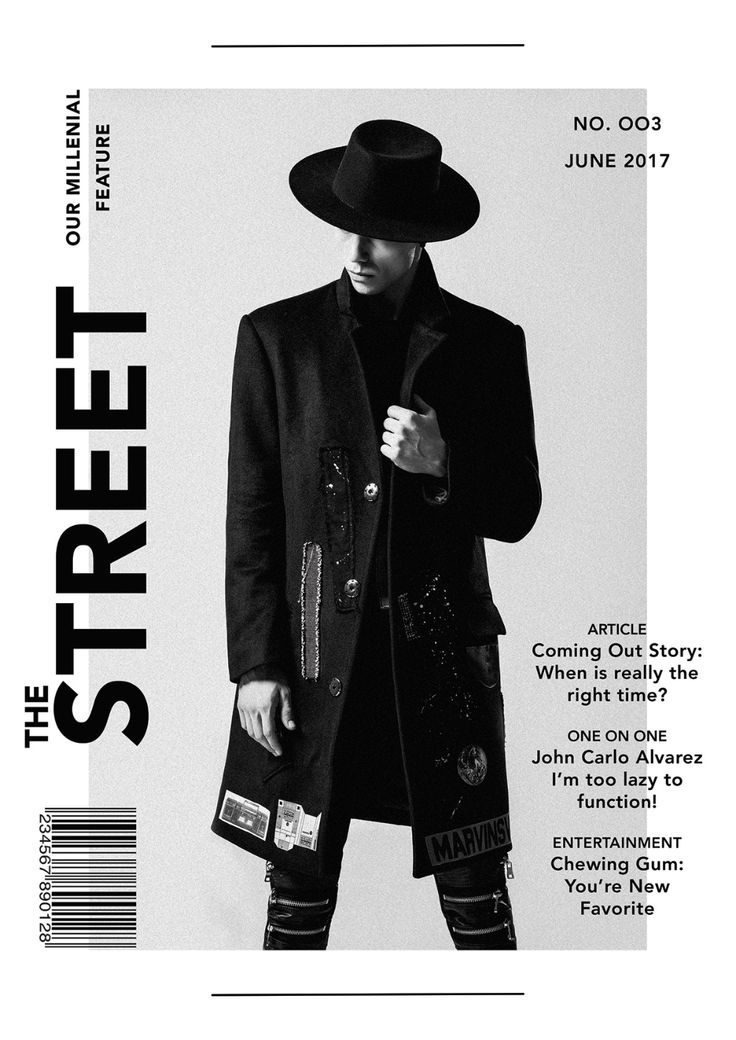 a man in a black coat and hat on the cover of street magazine