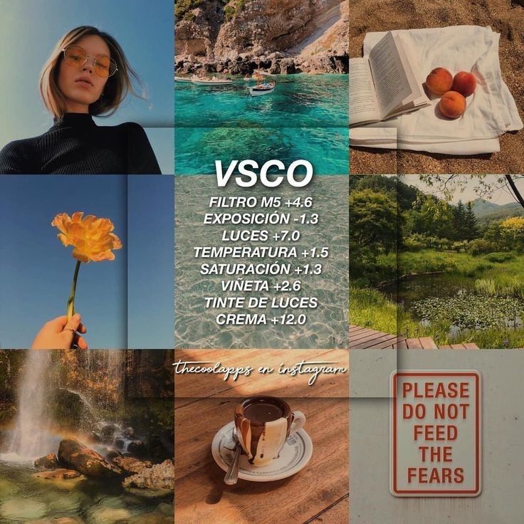 a collage of photos with the words vsco on it and images from different places