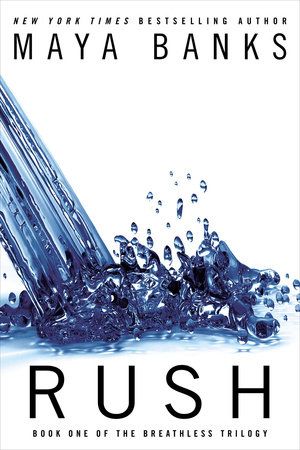 the cover of rush by may banks, with water splashing on top of it