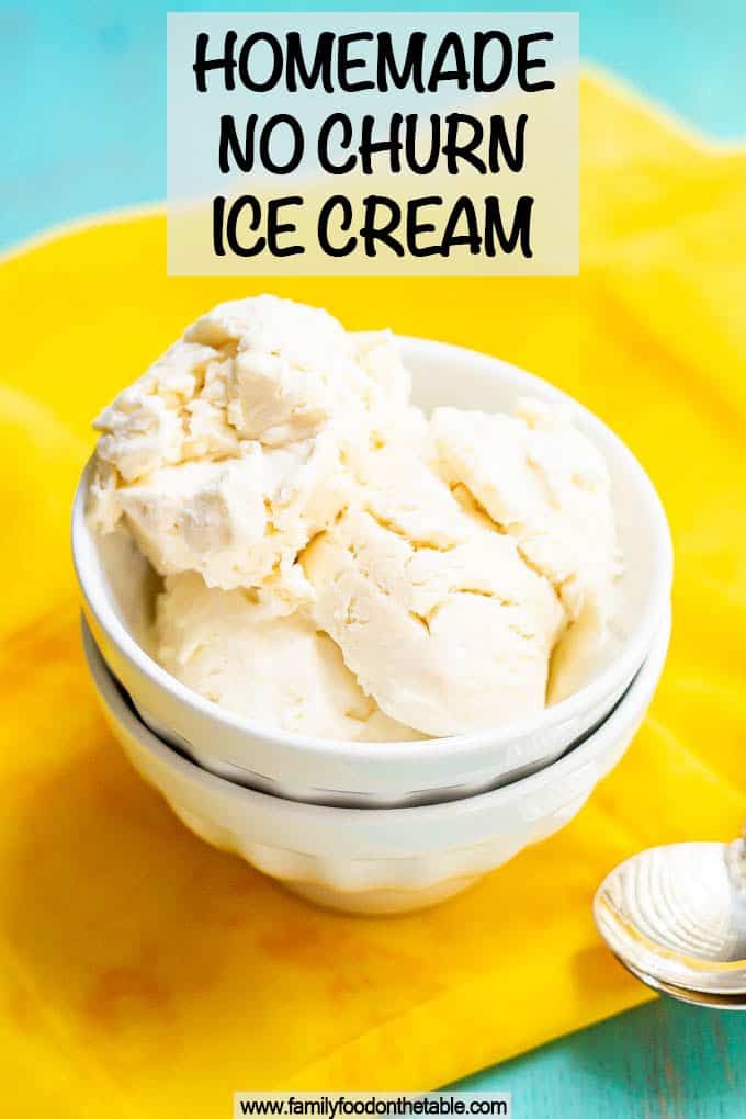 homemade no churn ice cream in a bowl