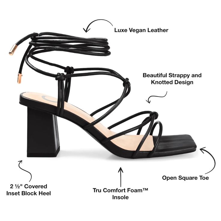 Journee Collection Harpr Sandal | DSW Chic Adjustable Strappy Heels, Adjustable Strappy Heels, Trendy Adjustable Strappy Heels, Party Sandals With Strap And Square Toe, Chic Adjustable Heels With Padded Heel, Adjustable Strappy Sandals With Padded Heel, Chic Heels With Padded Heel And Adjustable Fit, Adjustable Strappy Heels With Heel Strap, Adjustable Wrapped Heel Sandals For Evening