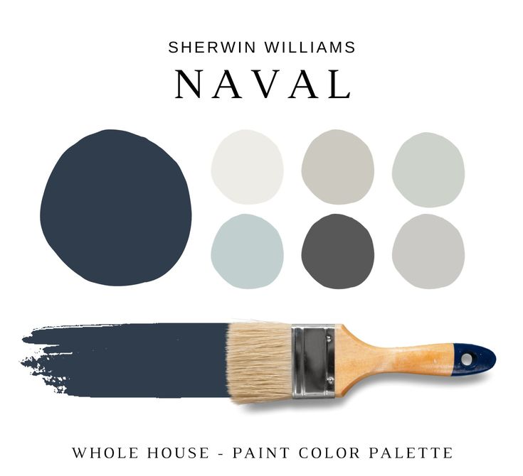 sherylin williams's naval blue paint palette with the words, whole house - paint color palette