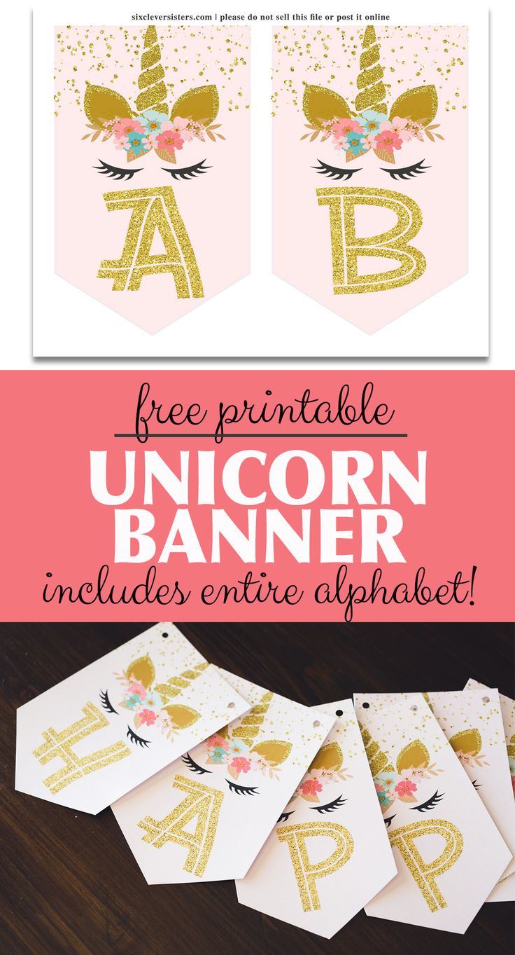 unicorn party banner with free printables and instructions to make it look like they have been