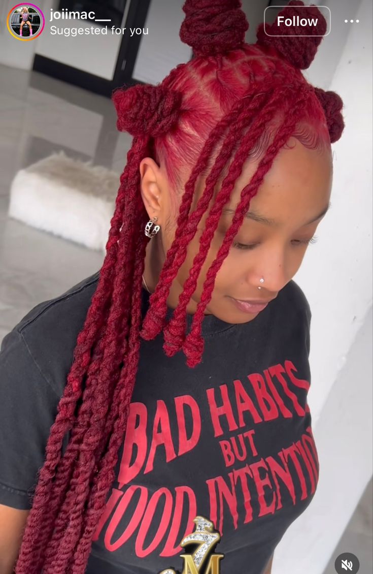 Locs Hairstyles For Birthday, Red Locs Hairstyles, Loc Birthday Styles, Ways To Style Short Locs, Dread Styles Women, Retwist Hairstyles, Cute Loc Hairstyles, Thick Locs Styles, Styles Short Locs