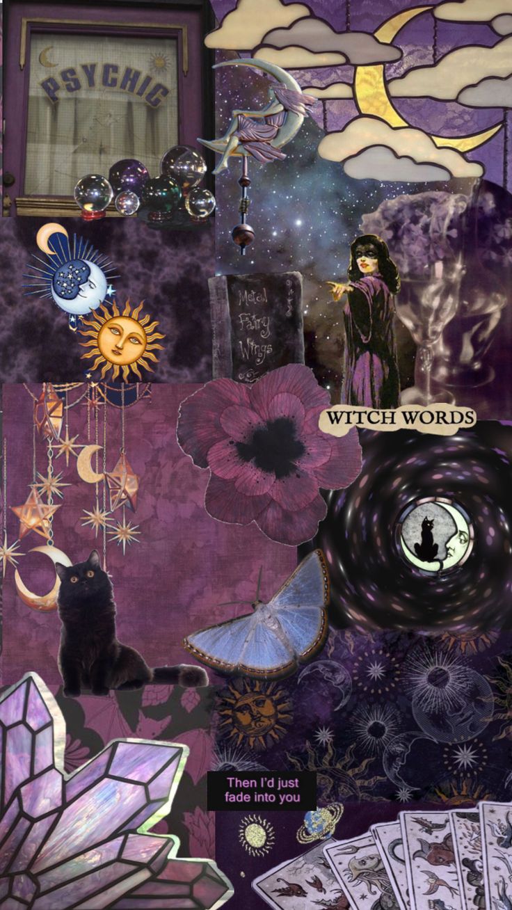 an altered collage with images and words on it's side, including a black cat