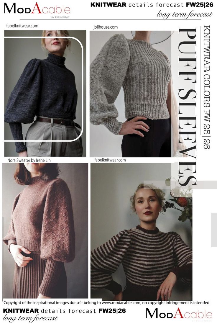 FW 25.26 knit trend Puff sleeves - ModaCable Fw 25/26 Trends, Knitwear Trends 24/25, Fw25 Trends, Knit Trends, Kidswear Trends, Knitwear Details, Trends 2025, Knitwear Trends, Fashion Trend Forecast