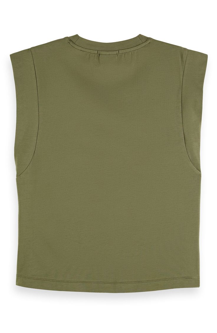 Comfort and style are a given in this muscle tee cut from a mercerized-cotton jersey with relaxation-ready stretch. Crewneck Extended shoulders 96% cotton, 4% elastane Machine wash, dry flat Imported Stretch Cotton Tops In Athleisure Style, Classic Green Stretch Top, Green Stretch Classic Top, Classic Solid Color Crew Neck Tank Top, Cotton Tank T-shirt For Athleisure, Cotton Tank Tops Athleisure Style, Sporty Solid Muscle Tee With Crew Neck, Solid Color Cotton Muscle Tee With Crew Neck, Green Crew Neck Muscle Tee For Summer