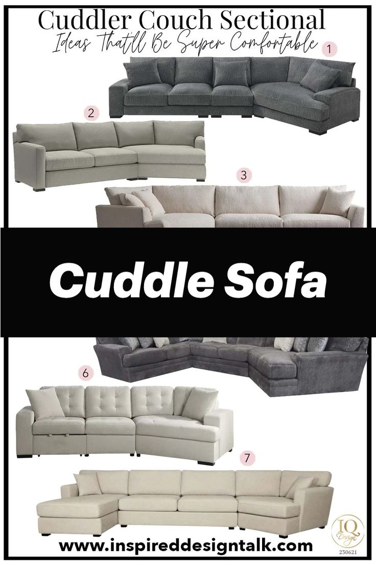 cuddle corner sectional collage Cuddler Couch, Couch Pillow Arrangement, Best Couches, Cuddle Sofa, Most Comfortable Couch, Sofa Table Decor, Couch Ideas, Corner Couch, Cool Couches