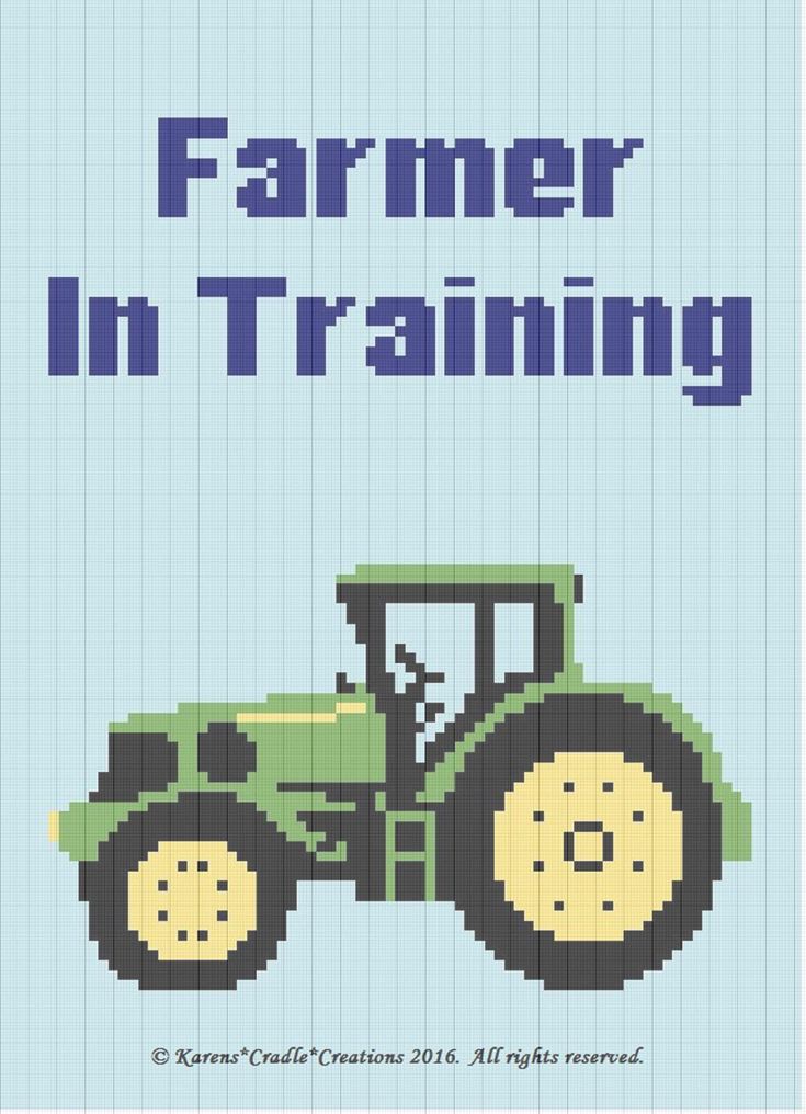 a green tractor with the words farmer in training on it's front and side