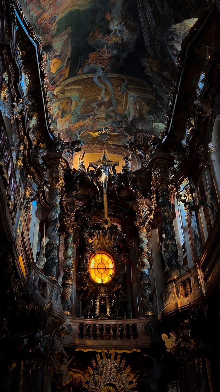 an ornately decorated ceiling in a church