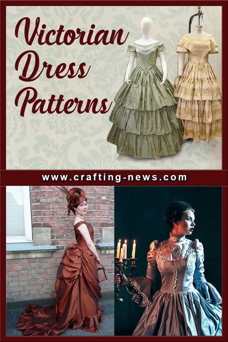 7 Victorian Dress Patterns Victorian Clothing Women, Historical Dress Patterns, Victorian Ball Dress, Historical Dresses Victorian, Victorian Steampunk Fashion, Victorian Dress Pattern, Historical Clothing Patterns, Victorian Style Clothing, Victorian Era Dresses