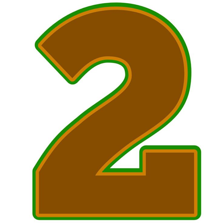 the number two is brown and green