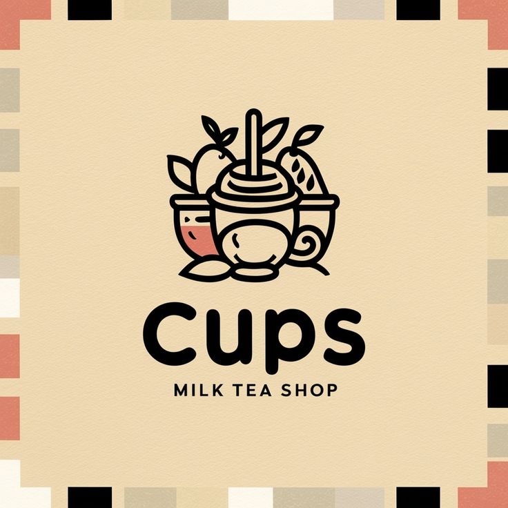 the logo for cups milk tea shop