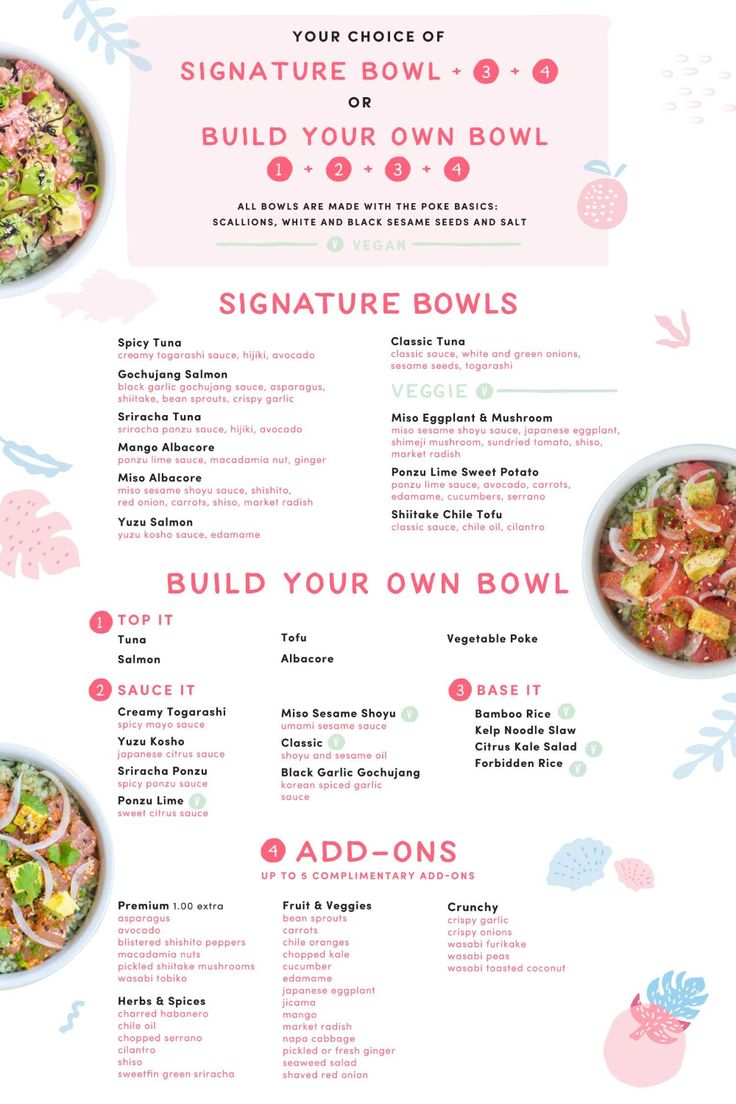 Poke Logo, Poke Bowl Menu, Plant Based Bowls, Vegetarian Catering, Miso Eggplant, Burrito Bar, Salad Packaging, Scottish Salmon, Gochujang Sauce