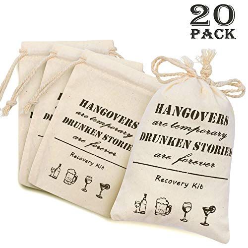 four wine bags sitting next to each other on top of a white surface with the words hangoverers