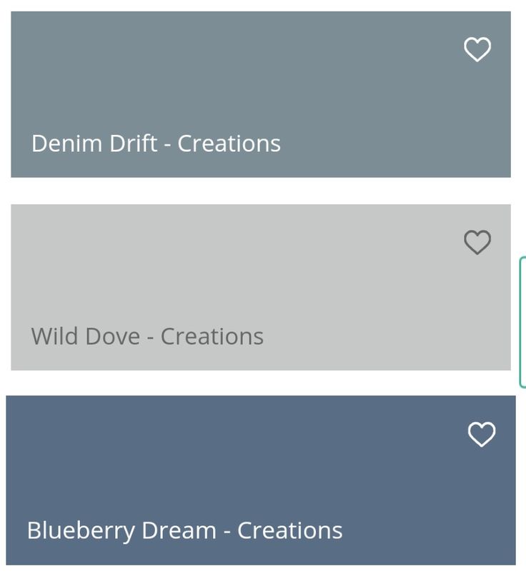 three different color options for the blueberry dream - creations website, with hearts on them