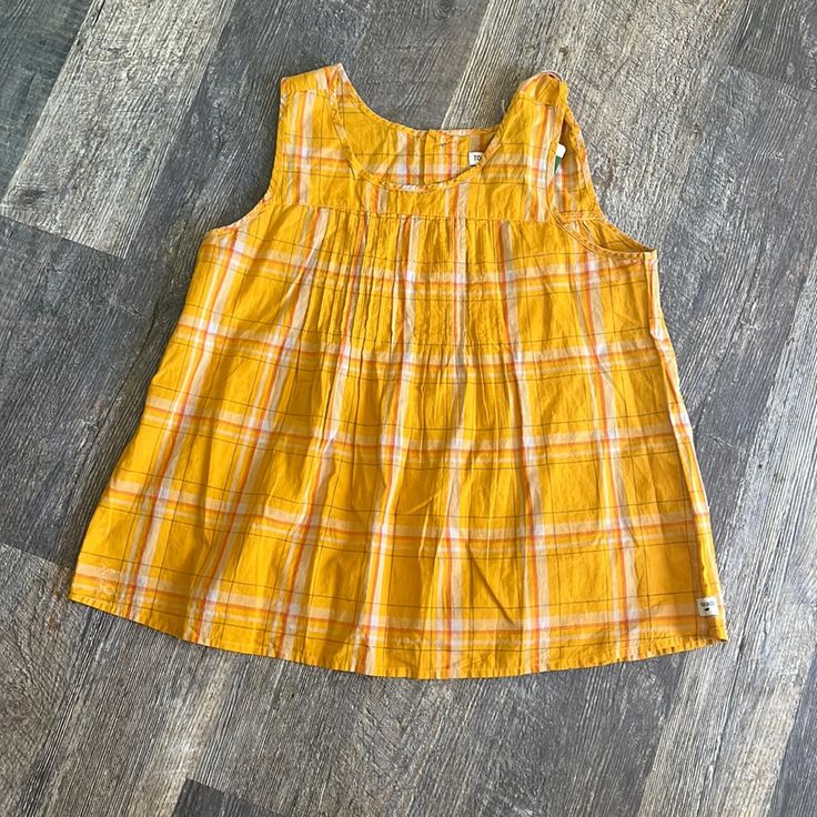 Adorable Bright Yellow Orange Plaid Blouse. Very Light Fabric And Airy With Lots Of Room. Perfect For Hot Summer. Orange Sleeveless Top For Spring, Orange Vest Top For Spring, Orange Cotton Sleeveless Tank Top, Summer Orange Tank Top, Orange Sleeveless Cotton Tank Top, Summer Orange Sleeveless Blouse, Orange Sleeveless Blouse For Summer, Orange Sleeveless Cotton Top, Orange Cotton Tank Top For Spring