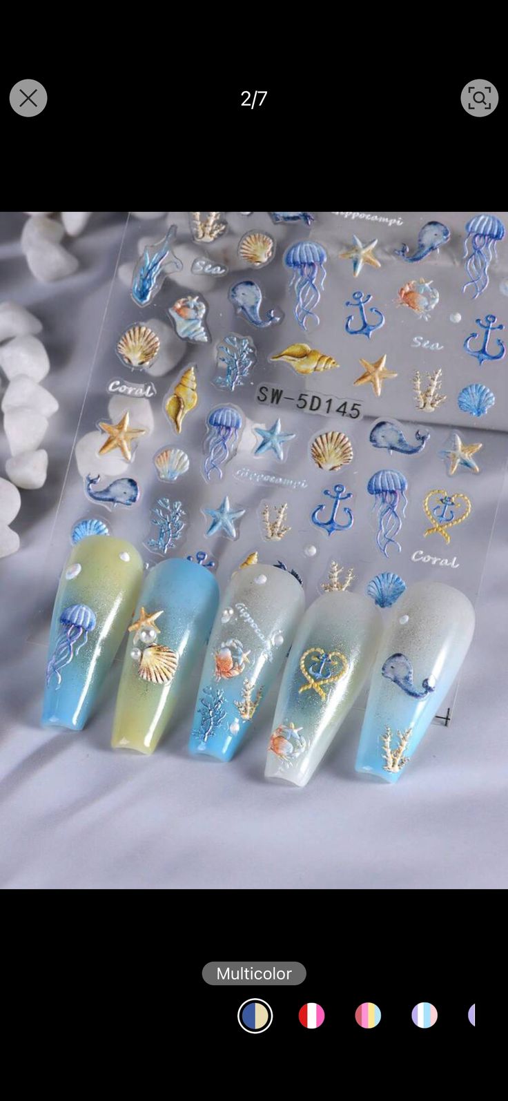 2 Sheets 3D Embossed Nail Stickers Summer Ocean Design Starfish Seashell Star Fish Pattern Nail Decals Self Adhesive Sliders Manicure Nail Art Decoration DIYI discovered amazing products on SHEIN.com, come check them out! Manicure Nail Art, Ocean Design, Summer Ocean, Fish Pattern, Art Decor Diy, Star Fish, Nail Patterns, Fish Patterns, Nail Art Decorations