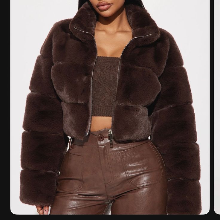 Brand New Faux Fur Jacket High Neck Full Zip Closure Self: 100% Polyester Lining: 100% Polyester Cheetah Jacket, Fashion Nova Jackets, Faux Fur Jacket, Brown Fashion, Fur Jacket, Jacket Style, Fashion Nova, Faux Fur, High Neck