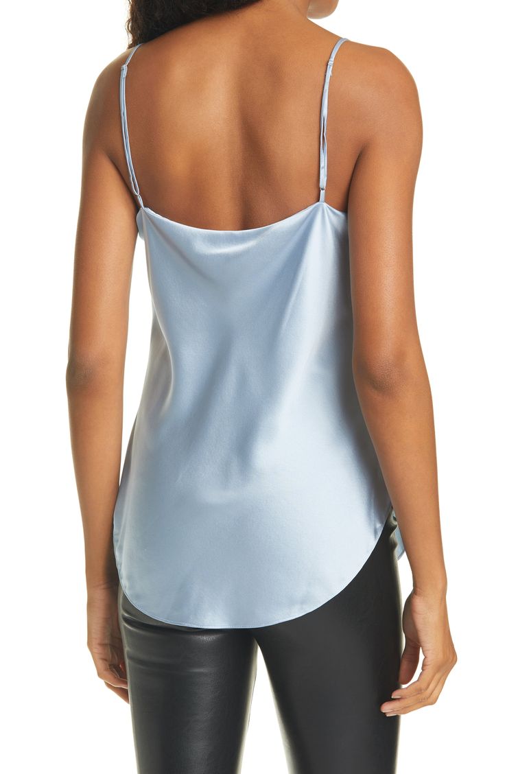 The soft glow of smooth silk satin enhances the after-dark romance of a delicate cowl-neck cami. Style Name:Cinq À Sept Marta Silk Satin Camisole. Style Number: 5727136. Silk Satin Finish Camisole Top, Silk Camisole With Built-in Bra And Tank Straps, Silk V-neck Camisole With Built-in Bra, Sleek Silk V-neck Camisole, Luxury Satin V-neck Camisole, Cowl Neck Cami, Satin Camisole, Silk Camisole, After Dark