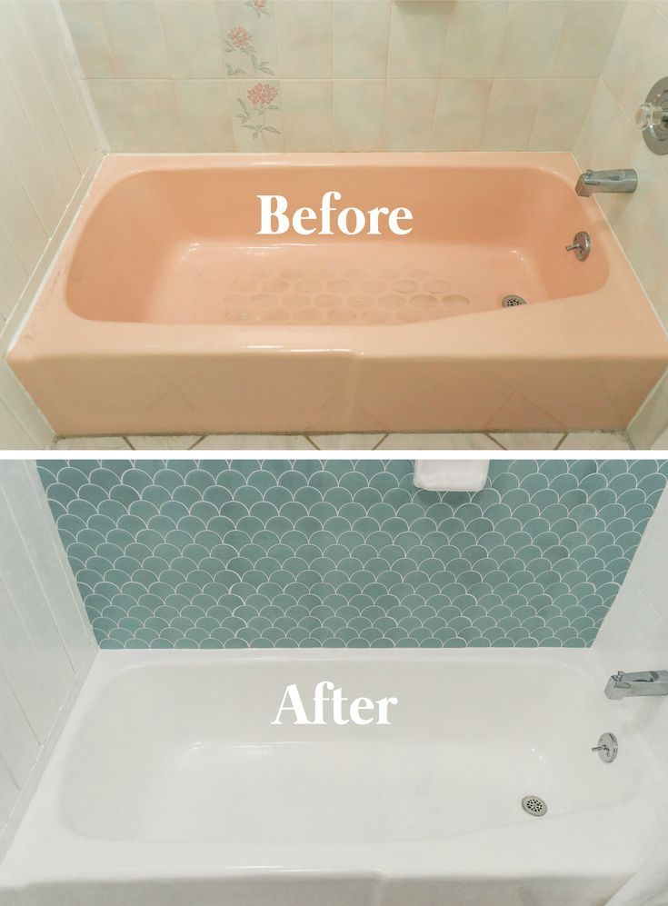 before and after pictures of a bathtub remodel