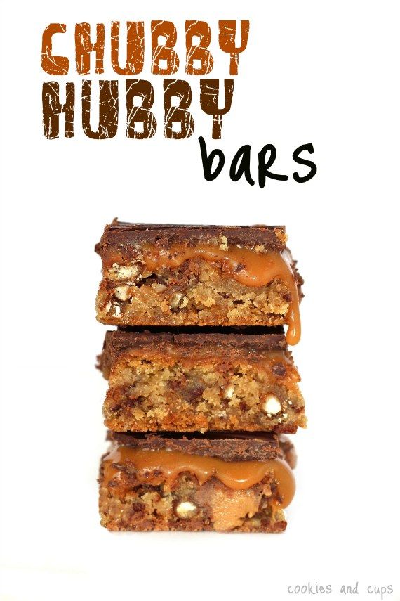 three bars stacked on top of each other with caramel drizzle