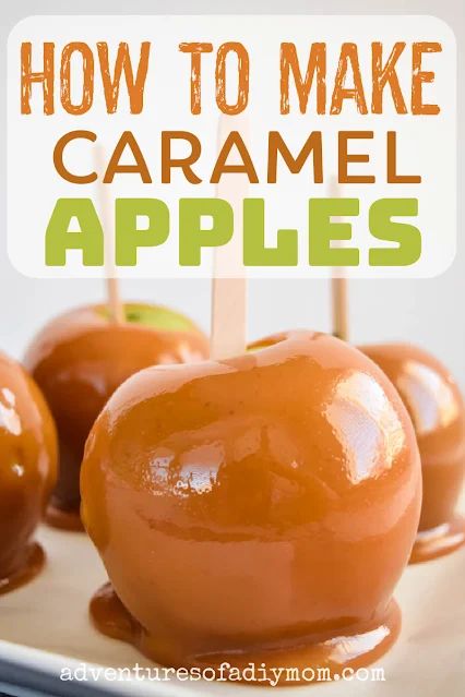 caramel apples on a plate with text overlay how to make caramel apples