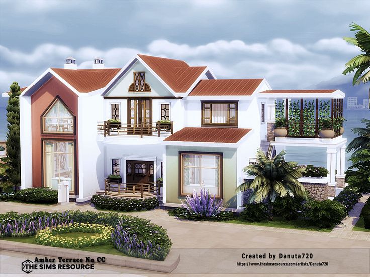 this is an artist's rendering of a two story house with balconies