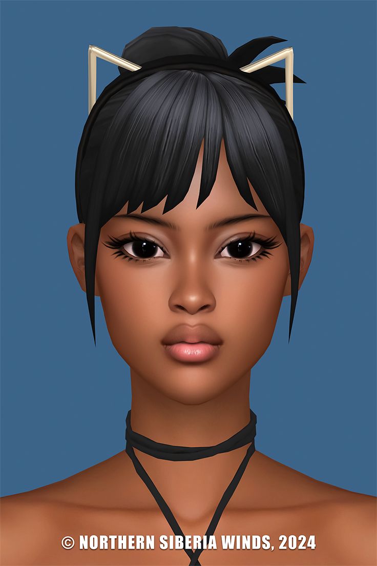 a woman with black hair wearing a necklace and choker