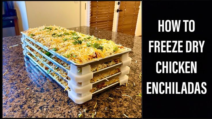 the freeze dry chicken enchiladas are stacked on top of each other and ready to be cooked