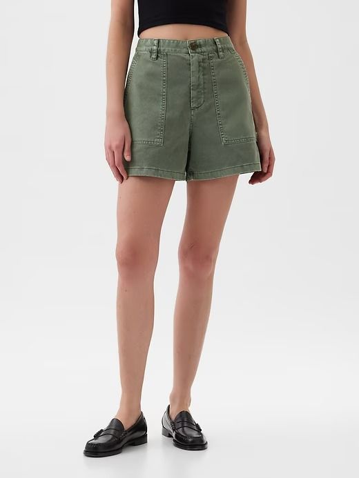 Mid Rise Carpenter Shorts | Gap High-waisted Cotton Jean Shorts With Cargo Pockets, Utility High-waisted Shorts With Patch Pockets, Cotton Cargo Style Jean Shorts, Utility Cotton Jean Shorts With Cargo Style, Cotton Utility Cargo Jean Shorts, Utility Cotton Cargo Style Jean Shorts, Utility High-waisted Cargo Shorts With Patch Pockets, High-waisted Utility Cargo Shorts With Patch Pockets, High-waisted Cargo Shorts With Patch Pockets