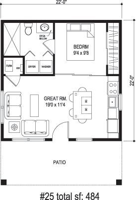 a floor plan for a small house with two bedroom and an attached bathroom, including the living