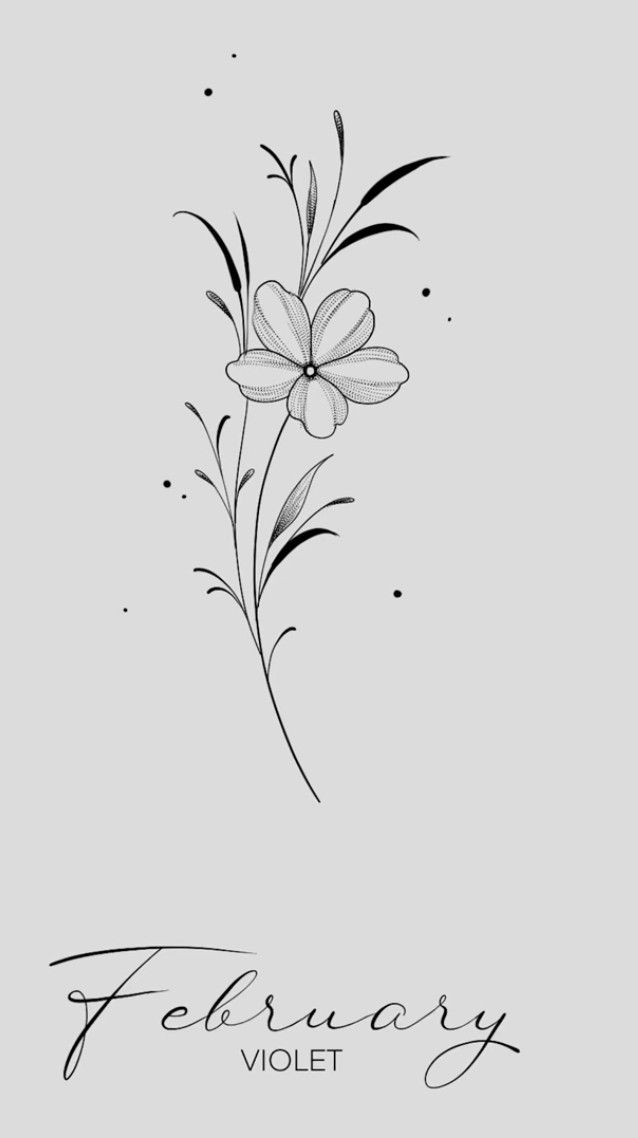 a black and white drawing of flowers with the word february written below it in cursive writing