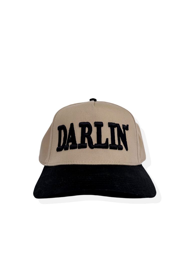 PRE-ORDER DARLIN' Snapback Khaki/Black – DARLIN' Swimwear Casual Khaki Snapback Hat For Streetwear, Adjustable Khaki Snapback Hat With Flat Bill, Khaki Snapback Hats For Streetwear, Urban Brown Snapback Baseball Cap, Khaki Snapback Trucker Hat For Streetwear, Khaki Adjustable Snapback Hat, Khaki Baseball Cap For Streetwear, Adjustable Khaki Snapback Baseball Cap, Beige Snapback Hat For Streetwear