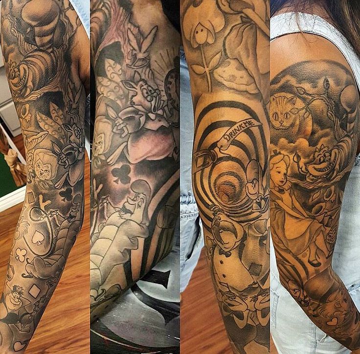 two pictures of people with tattoos on their arms, one in the process of being tattooed