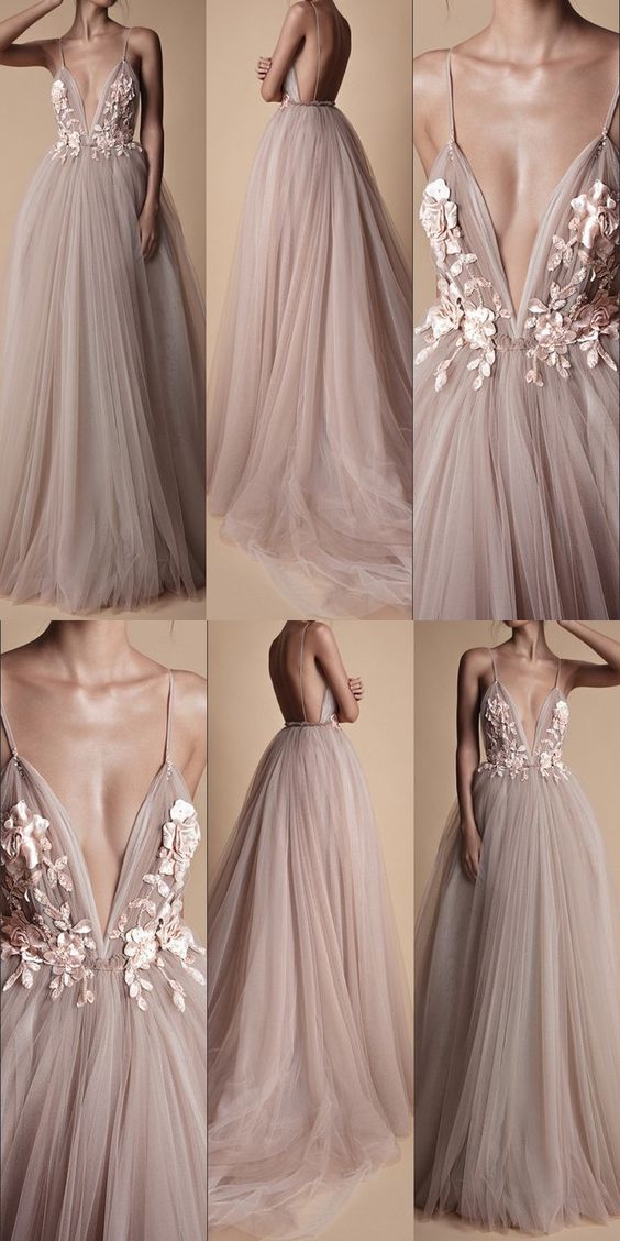 Prom Dresses Backless, Simple Party Dress, Champagne Prom Dress, Floral Wedding Dress, Backless Prom Dresses, Long Prom Dresses, Mauve Dress, Beauty Dress, Tulle Prom Dress