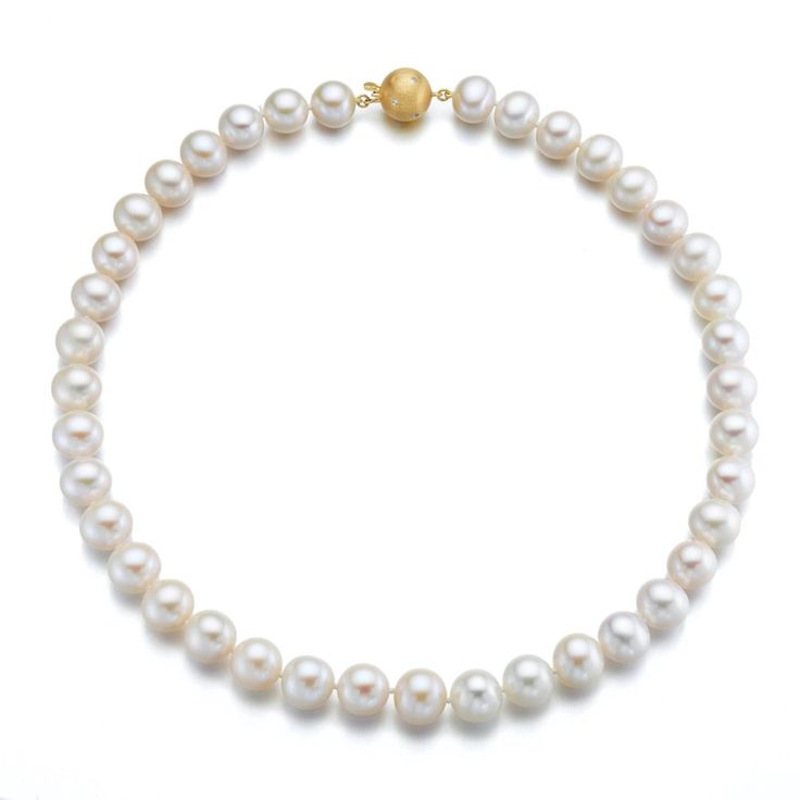 Since 1861, Gump's has been a destination for jewelry that is distinctive, extraordinary and timeless. Our signature collection is made in-house — from developing the design to overseeing the production. To create this necklace, each pearl is carefully selected for quality, color and shape. Freshwater cultured pearls, 8.5mm. Diamonds, 0.04ctw. 18-karat yellow gold. Hand-knotted on fine silk thread. 17"L. Luxury Pearl Necklaces With Round Beads, Luxury Pearl Chain Necklace For Anniversary, Luxury Pearl Pendant Necklace With Round Beads, Luxury Single Strand Pearl Necklace, Luxury High Luster Pearl White Necklace, Luxury High Luster Pearl White Pearl Necklace, Luxury Pearl Drop Necklace, Luxury Pearl Necklace With Round Beads And Pearl Charm, Luxury Pearl Charm Necklace For Formal Occasions