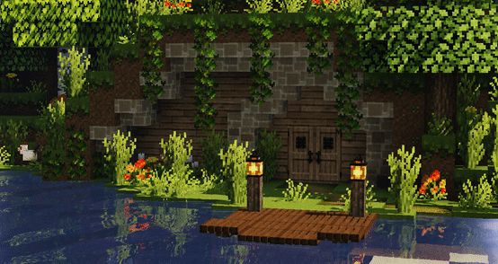 Minecraft Cave House Exterior, Minecraft Cave House, Banners Gif, Mc House, Cave Houses, Anime Minecraft, Hole In The Ground, Mc Builds, Minecraft Aesthetic