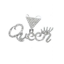 10K White Gold Queen Pendant With 1.83CTW Diamond Triangle Shape, Custom Jewelry, Diamonds, White Gold, Queen, Chain, Pendant, Gold, White