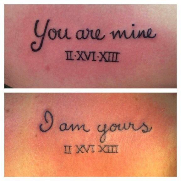 two tattoos that say you are mine and i am yours in roman numerals