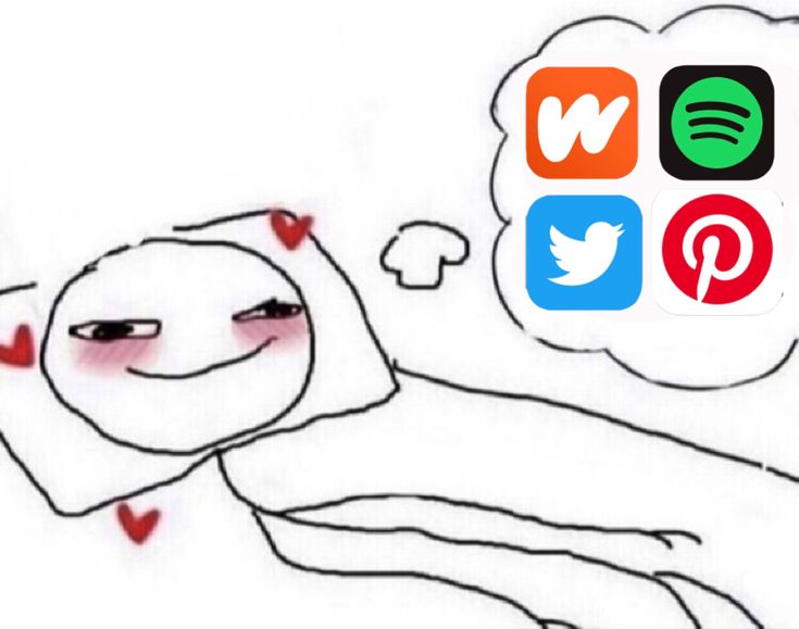 a drawing of a person laying on their stomach with social media icons above the image