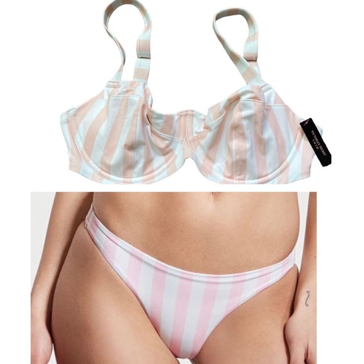 Nwt Victoria’s Secret Bikini Top For Women In Size 36dd Nwt Victoria’s Secret Bikini Bottoms For Women In Size S Additional Information: Never Worn. Minimal Padding. Full Coverage - Cheeky. Smoke And Animal Free Home. Message Me For Additional Information Or Pictures. Baby Pink Pale Pink Striped Set Bikini Cheeky Trendy White Lined Swimwear, White Padded Cup Beachwear Swimwear, White Padded Cups Beachwear Swimwear, White Victoria's Secret Swimwear For Summer, White Victoria's Secret Swimwear For Poolside, Victoria's Secret White Swimwear For Pool, Trendy Victoria's Secret Swimwear For Swimming, Trendy Victoria's Secret Swimwear For Vacation, Victoria's Secret Bra-friendly Swimwear For Summer