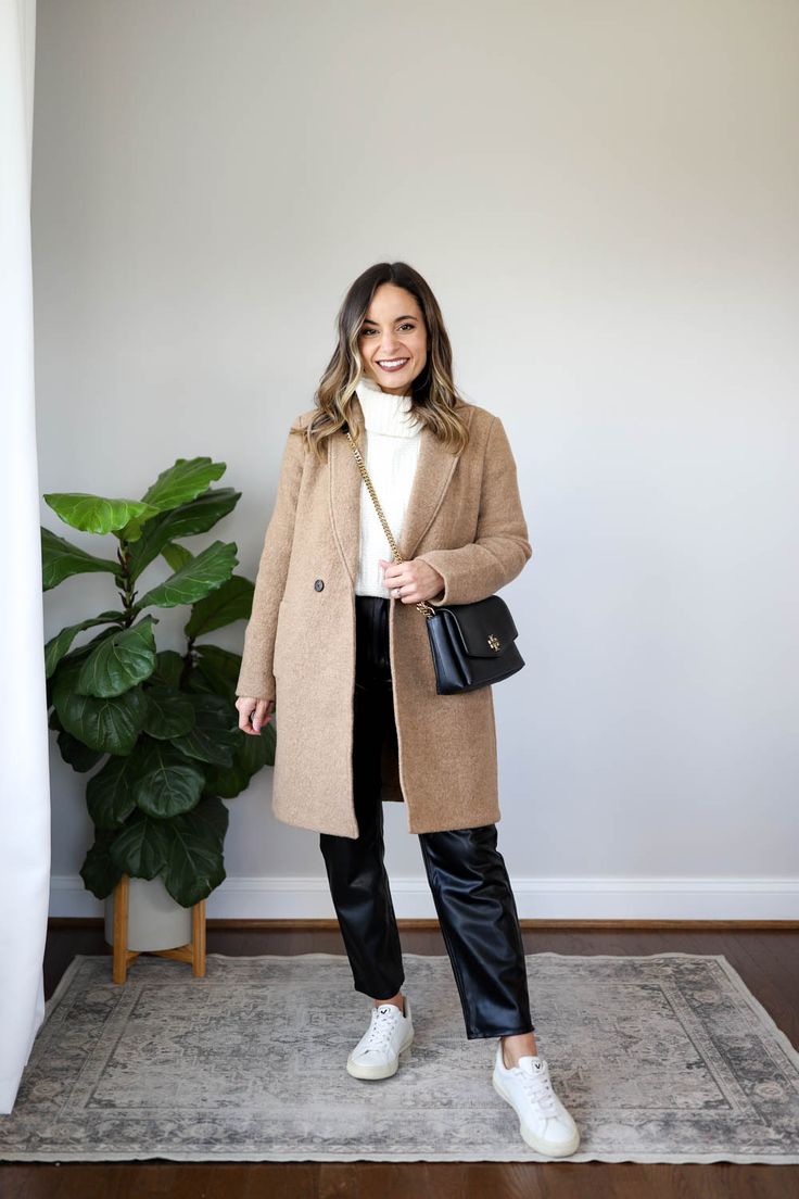 Work Outfit Leather Pants, Amazon Leather Pants, Leather Pants Shoes Outfit, Leather Pant Winter Outfits, Black Leather Pants With Sneakers, Cropped Leather Trousers Outfit, Leather Capri Pants Outfit, Petite Leather Pants, Leather Ankle Pants Outfit