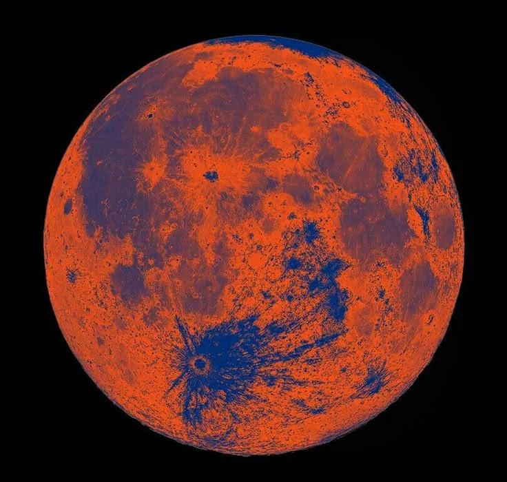 an orange and blue moon in the sky