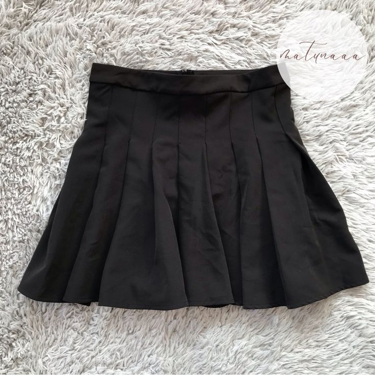 Mini Skirt Pleated Design 100% Polyester Soft Stretch Material Invisible Zip Fastening At Back Unlined Trendy Black Pleated Tennis Skirt, Trendy Black Pleated Flared Skirt, Black Pleated Mini Tennis Skirt, Black Stretch Pleated Tennis Skirt, Black High Waist Pleated Tennis Skirt, Black Pleated Flared Mini Skirt, Trendy Black Pleated Mini Skirt, Casual Black High-waisted Pleated Skirt, Casual Black High Waist Pleated Skirt