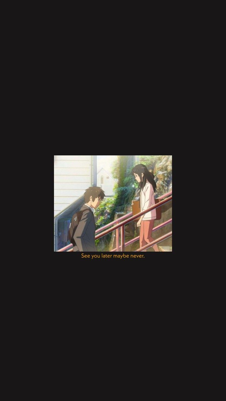 an anime scene with two people standing on a balcony and one is looking at the camera